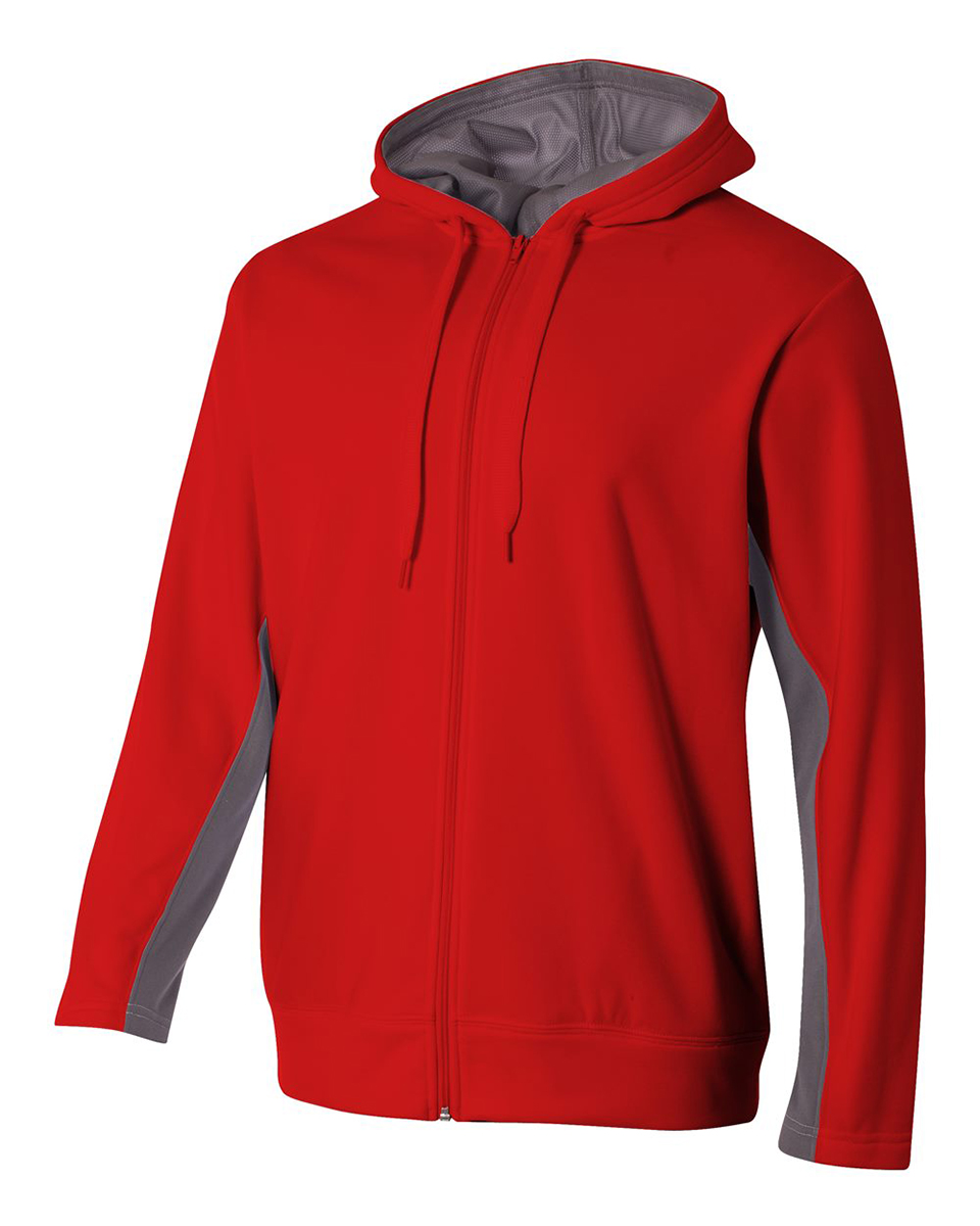 A4 Boys Full Zip Color Block Fleece Hoodie Navy//Graphite