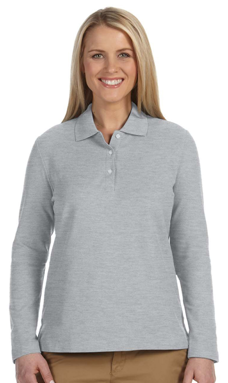 Devon & Jones Women's Three Buttons 100% Cotton Long Sleeve Polo Shirt. D110W | eBay