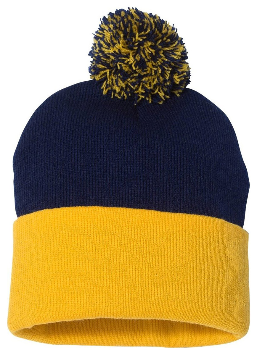 Sportsman Pom Pom Knit Cap SP15 12" Beanie Winter Hat Team School