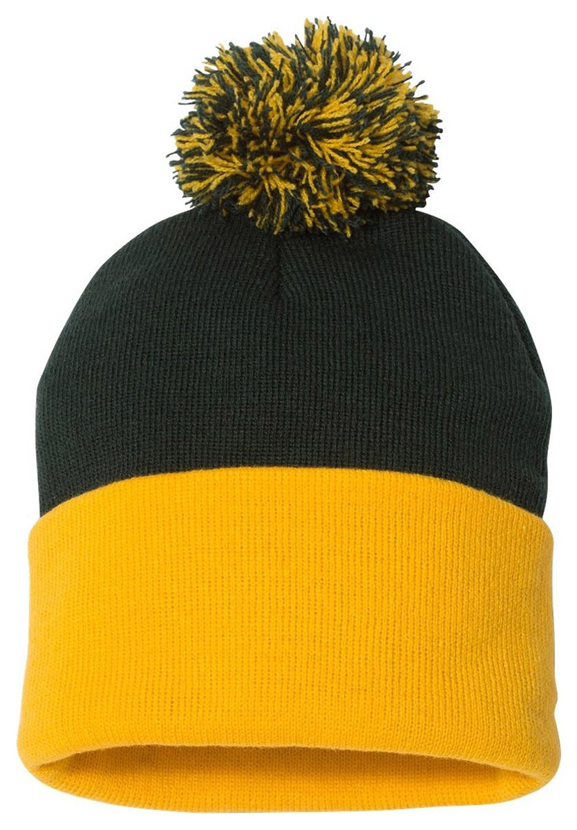 Sportsman Pom Pom Knit Cap SP15 12" Beanie Winter Hat Team School