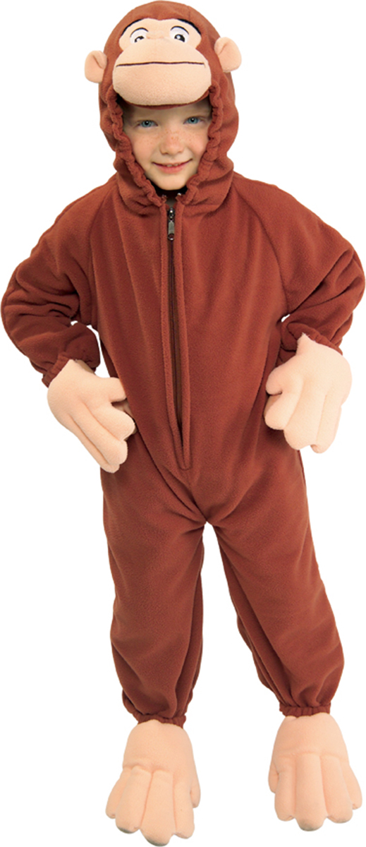 RU885500T Morris Costumes Curious George Fleece Toddler Complete Outfit 2T-4T